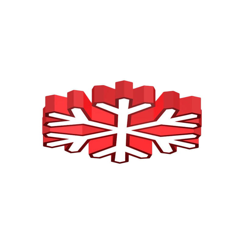 Nursery School LED Flush Light Macaron Red/Yellow/Green Ceiling Mount Fixture with Snowflake Acrylic Shade Clearhalo 'Ceiling Lights' 'Close To Ceiling Lights' 'Close to ceiling' 'Flush mount' Lighting' 1903961