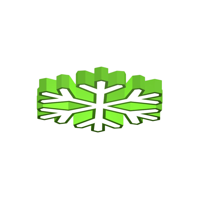 Nursery School LED Flush Light Macaron Red/Yellow/Green Ceiling Mount Fixture with Snowflake Acrylic Shade Clearhalo 'Ceiling Lights' 'Close To Ceiling Lights' 'Close to ceiling' 'Flush mount' Lighting' 1903963