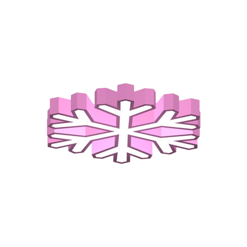 Nursery School LED Flush Light Macaron Red/Yellow/Green Ceiling Mount Fixture with Snowflake Acrylic Shade Clearhalo 'Ceiling Lights' 'Close To Ceiling Lights' 'Close to ceiling' 'Flush mount' Lighting' 1903965