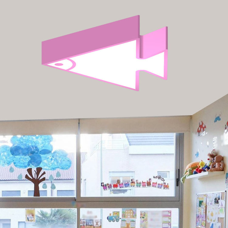 18"/22" Wide Kids LED Flush Mount Pink/Green/Blue Triangle-Fish Shaped Ceiling Light with Acrylic Shade Clearhalo 'Ceiling Lights' 'Close To Ceiling Lights' 'Close to ceiling' 'Flush mount' Lighting' 1903974