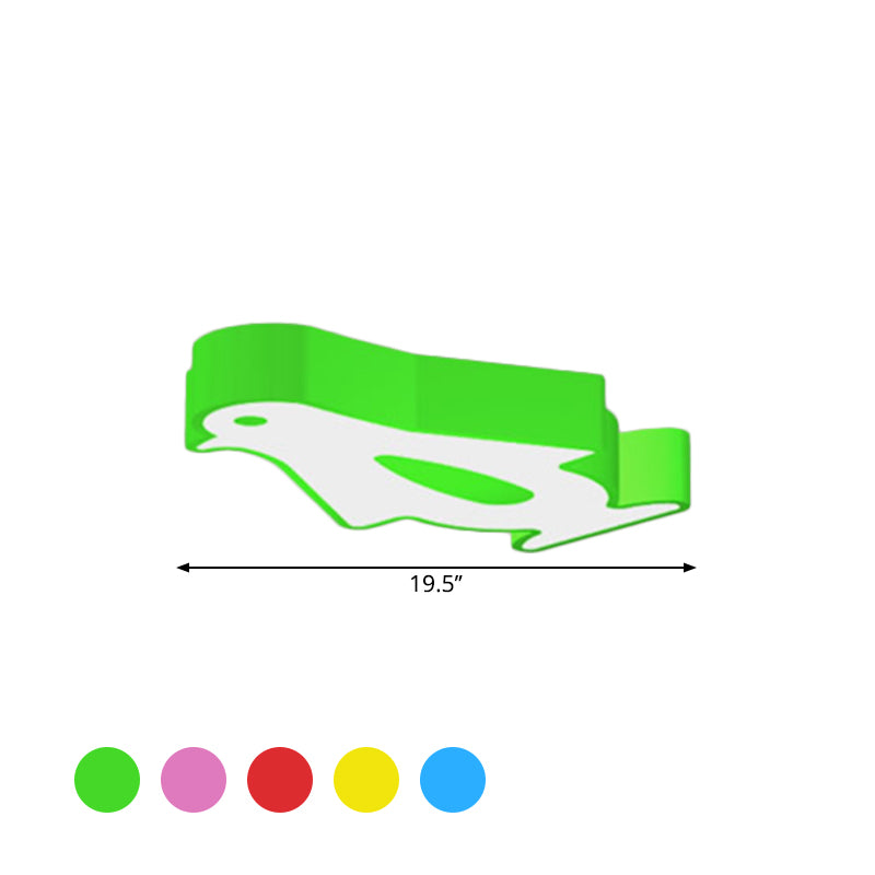 Penguin LED Flush Mount Lighting Kids Metal Kindergarten Close to Ceiling Lamp in Red/Pink/Yellow Clearhalo 'Ceiling Lights' 'Close To Ceiling Lights' 'Close to ceiling' 'Flush mount' Lighting' 1903983