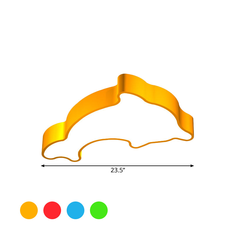 Dolphin Nursery LED Ceiling Lamp Acrylic Cartoon Flush Mount Light Fixture in Red/Yellow/Blue, 19.5"/23.5" Width Clearhalo 'Ceiling Lights' 'Close To Ceiling Lights' 'Close to ceiling' 'Flush mount' Lighting' 1903996