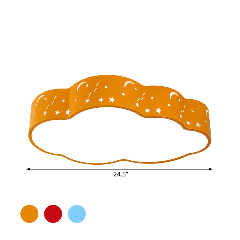 Hollowed-Out Cloud Ceiling Flush Light Macaron Acrylic Red/Yellow/Blue LED Flush Light Fixture, 20.5"/24.5" Width Clearhalo 'Ceiling Lights' 'Close To Ceiling Lights' 'Close to ceiling' 'Flush mount' Lighting' 1904057