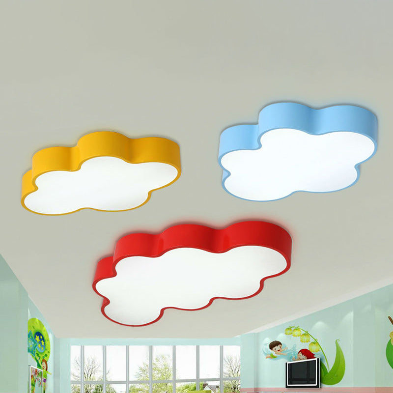 Yellow Cloud Close to Ceiling Light Cartoon Metal LED Flush Mount in White/3 Color Light, 19.5"/23.5"/35.5" Wide Clearhalo 'Ceiling Lights' 'Close To Ceiling Lights' 'Close to ceiling' 'Flush mount' Lighting' 1904076