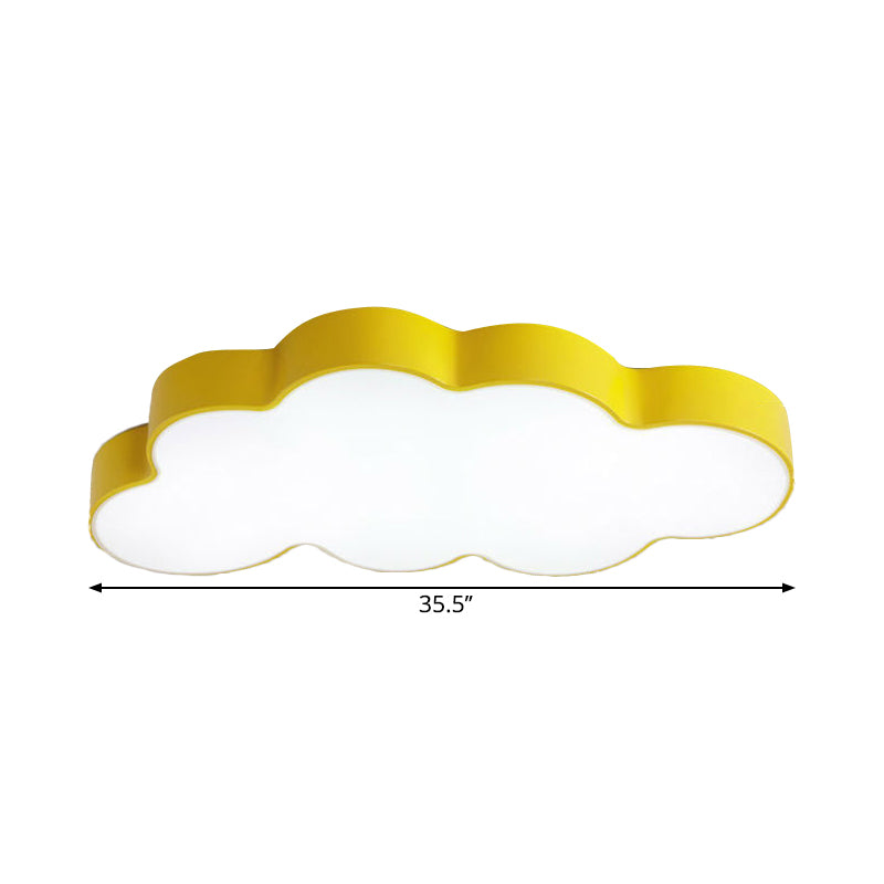Yellow Cloud Close to Ceiling Light Cartoon Metal LED Flush Mount in White/3 Color Light, 19.5"/23.5"/35.5" Wide Clearhalo 'Ceiling Lights' 'Close To Ceiling Lights' 'Close to ceiling' 'Flush mount' Lighting' 1904081