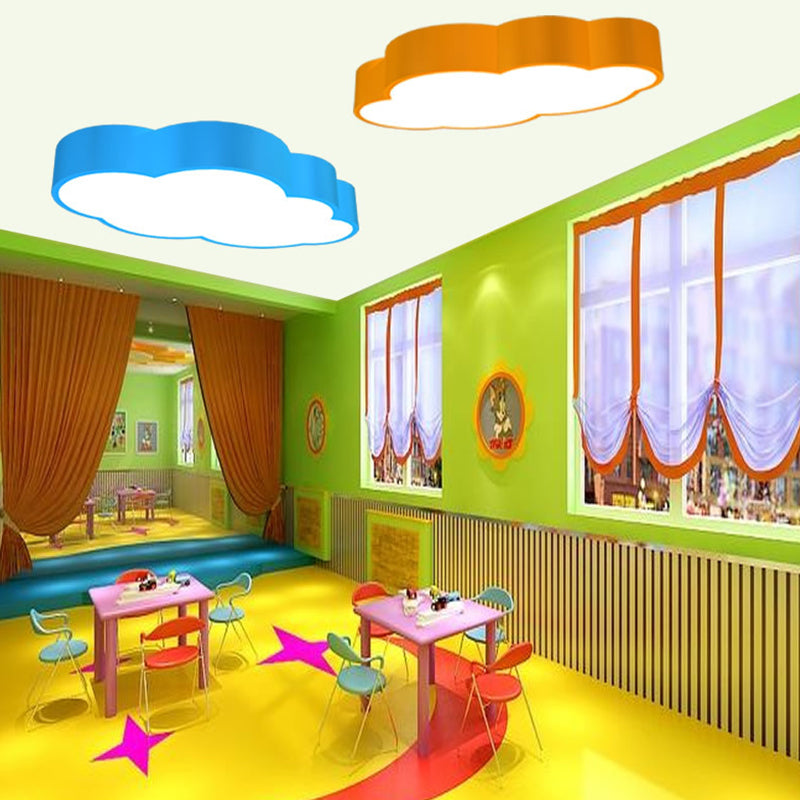 Cloud Shaped Nursery Ceiling Lamp Acrylic 18"/20.5" Wide LED Cartoon Flush Mount Lighting Fixture in Red/Yellow/Blue Clearhalo 'Ceiling Lights' 'Close To Ceiling Lights' 'Close to ceiling' 'Flush mount' Lighting' 1904089