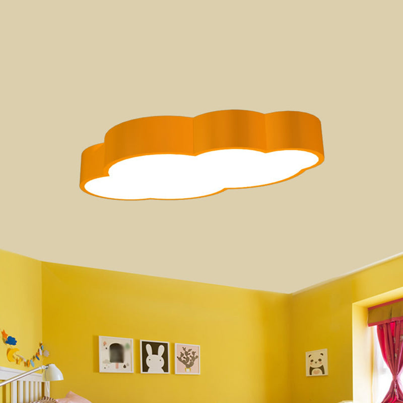 Cloud Shaped Nursery Ceiling Lamp Acrylic 18"/20.5" Wide LED Cartoon Flush Mount Lighting Fixture in Red/Yellow/Blue Yellow Clearhalo 'Ceiling Lights' 'Close To Ceiling Lights' 'Close to ceiling' 'Flush mount' Lighting' 1904091