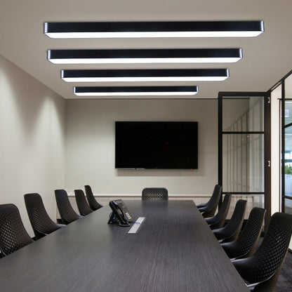 Conference Room LED Ceiling Lamp Simplicity Black Flush Light with Rectangle Acrylic Shade, 23.5"/47"/59" Long Black Clearhalo 'Ceiling Lights' 'Close To Ceiling Lights' 'Close to ceiling' 'Flush mount' Lighting' 1904108