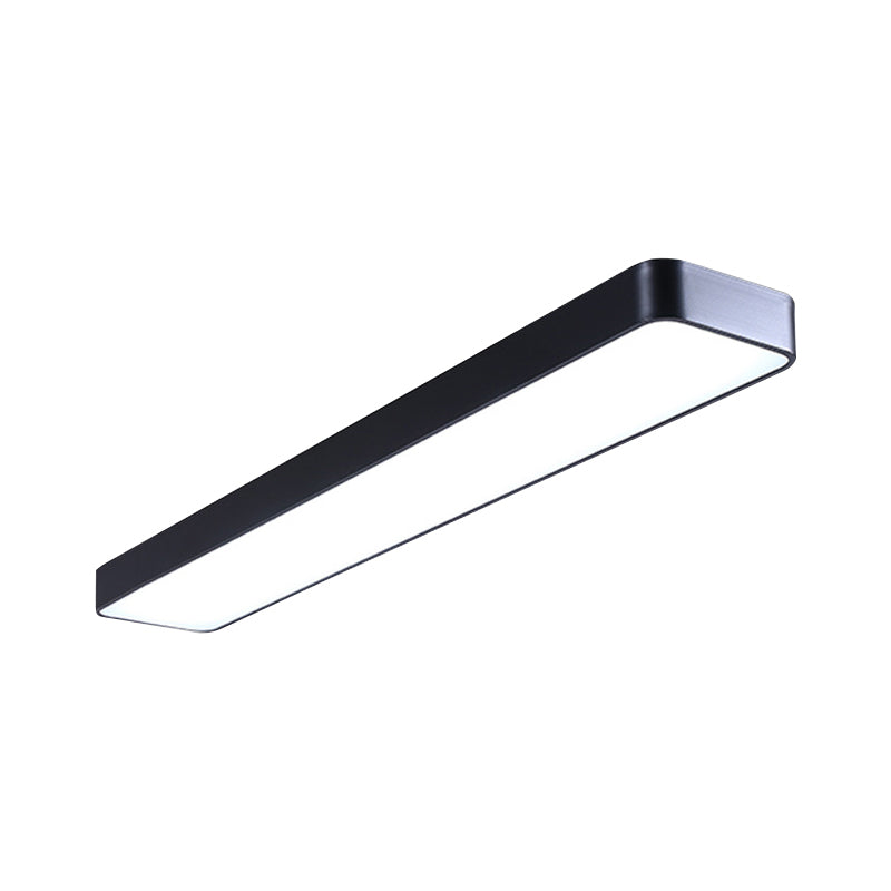 Conference Room LED Ceiling Lamp Simplicity Black Flush Light with Rectangle Acrylic Shade, 23.5"/47"/59" Long Clearhalo 'Ceiling Lights' 'Close To Ceiling Lights' 'Close to ceiling' 'Flush mount' Lighting' 1904109