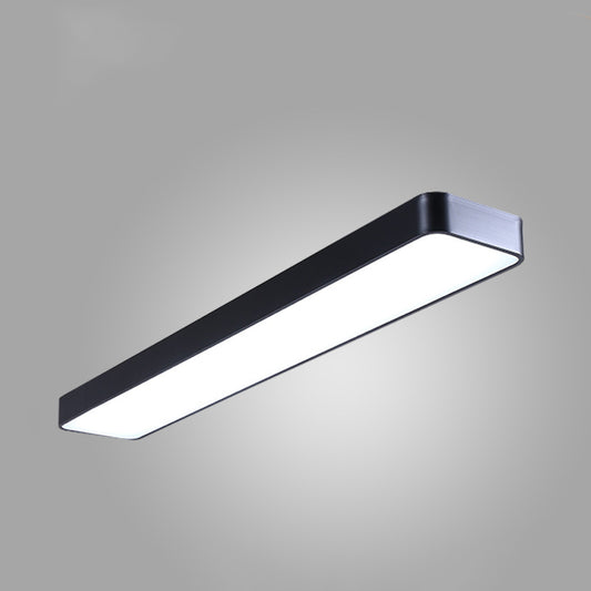 Conference Room LED Ceiling Lamp Simplicity Black Flush Light with Rectangle Acrylic Shade, 23.5"/47"/59" Long Clearhalo 'Ceiling Lights' 'Close To Ceiling Lights' 'Close to ceiling' 'Flush mount' Lighting' 1904110