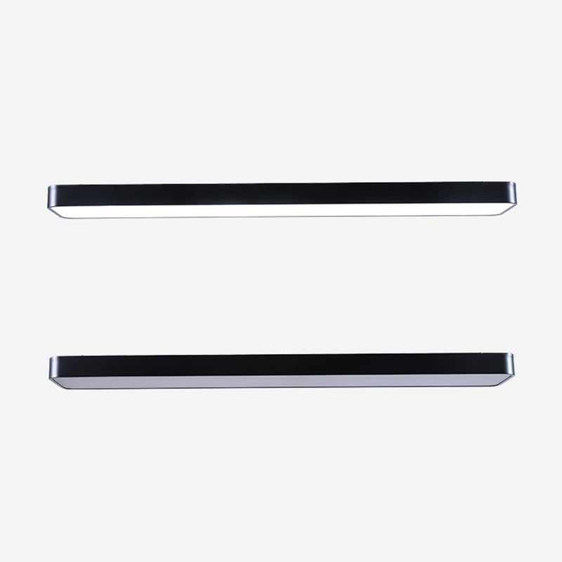 Conference Room LED Ceiling Lamp Simplicity Black Flush Light with Rectangle Acrylic Shade, 23.5"/47"/59" Long Clearhalo 'Ceiling Lights' 'Close To Ceiling Lights' 'Close to ceiling' 'Flush mount' Lighting' 1904111