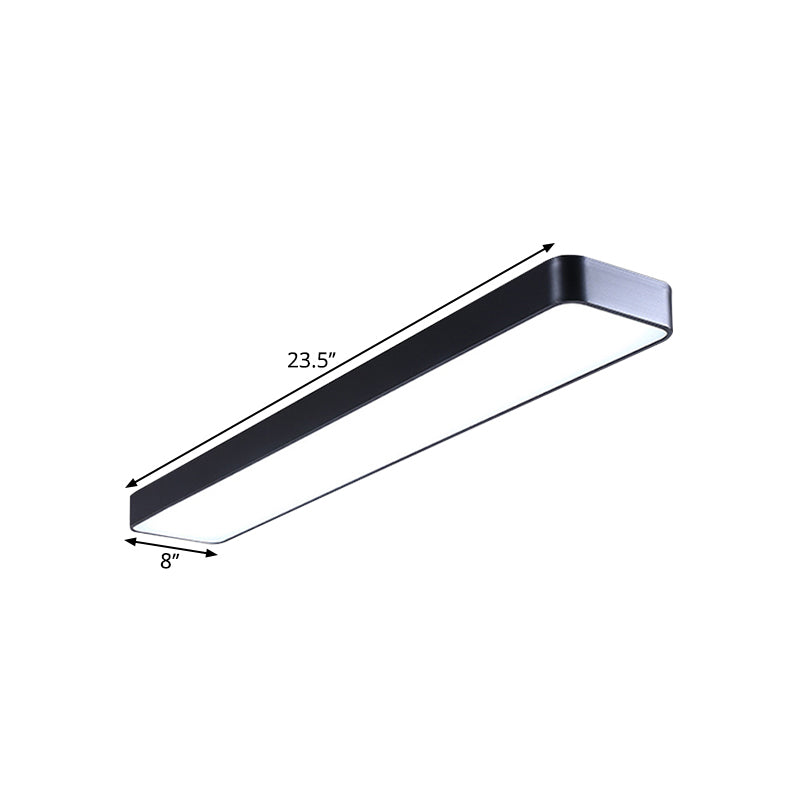 Conference Room LED Ceiling Lamp Simplicity Black Flush Light with Rectangle Acrylic Shade, 23.5"/47"/59" Long Clearhalo 'Ceiling Lights' 'Close To Ceiling Lights' 'Close to ceiling' 'Flush mount' Lighting' 1904112