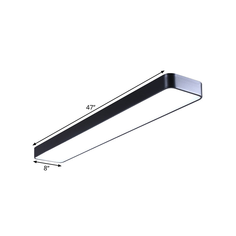 Conference Room LED Ceiling Lamp Simplicity Black Flush Light with Rectangle Acrylic Shade, 23.5"/47"/59" Long Clearhalo 'Ceiling Lights' 'Close To Ceiling Lights' 'Close to ceiling' 'Flush mount' Lighting' 1904113