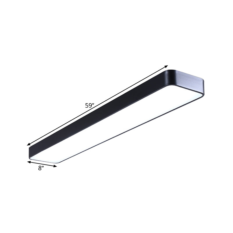 Conference Room LED Ceiling Lamp Simplicity Black Flush Light with Rectangle Acrylic Shade, 23.5"/47"/59" Long Clearhalo 'Ceiling Lights' 'Close To Ceiling Lights' 'Close to ceiling' 'Flush mount' Lighting' 1904114