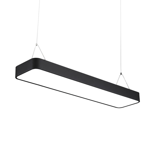 Office LED Hanging Pendant Modern Black Suspension Lighting with Rectangle Acrylic Shade, 23.5"/47"/71" L Clearhalo 'Ceiling Lights' 'Modern Pendants' 'Modern' 'Pendant Lights' 'Pendants' Lighting' 1904168
