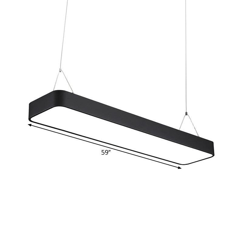 Office LED Hanging Pendant Modern Black Suspension Lighting with Rectangle Acrylic Shade, 23.5"/47"/71" L Clearhalo 'Ceiling Lights' 'Modern Pendants' 'Modern' 'Pendant Lights' 'Pendants' Lighting' 1904172