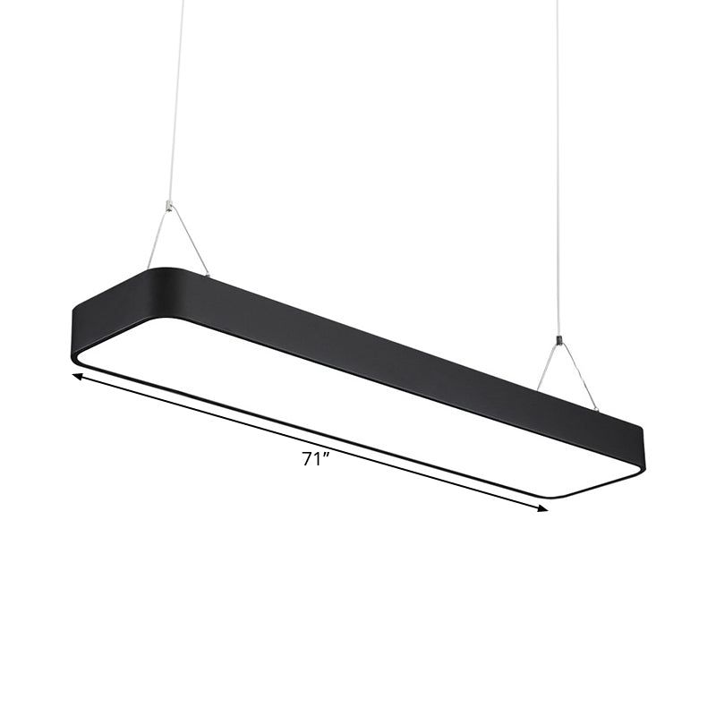 Office LED Hanging Pendant Modern Black Suspension Lighting with Rectangle Acrylic Shade, 23.5"/47"/71" L Clearhalo 'Ceiling Lights' 'Modern Pendants' 'Modern' 'Pendant Lights' 'Pendants' Lighting' 1904173