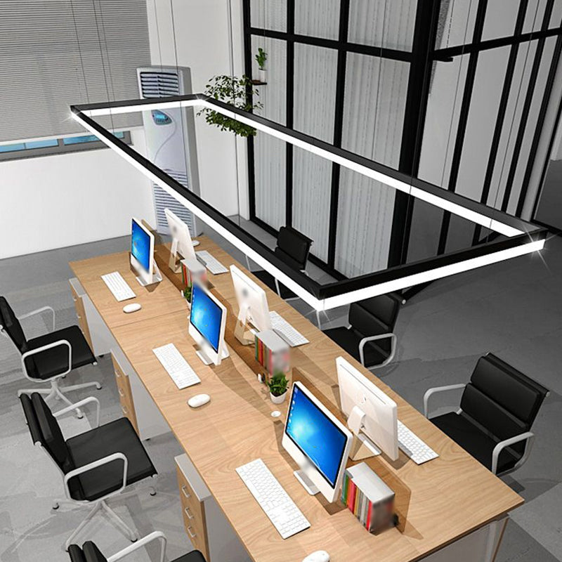 Rectilinear Acrylic Down Lighting Pendant Minimalistic 23.5"/47"/59" L LED Black Hanging Lamp in Warm/White Light Clearhalo 'Ceiling Lights' 'Modern Pendants' 'Modern' 'Pendant Lights' 'Pendants' Lighting' 1904183