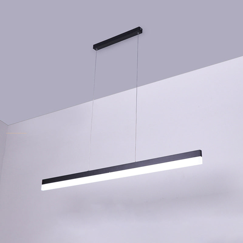 Rectilinear Acrylic Down Lighting Pendant Minimalistic 23.5"/47"/59" L LED Black Hanging Lamp in Warm/White Light Clearhalo 'Ceiling Lights' 'Modern Pendants' 'Modern' 'Pendant Lights' 'Pendants' Lighting' 1904185