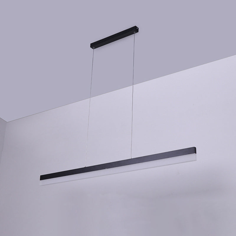 Rectilinear Acrylic Down Lighting Pendant Minimalistic 23.5"/47"/59" L LED Black Hanging Lamp in Warm/White Light Clearhalo 'Ceiling Lights' 'Modern Pendants' 'Modern' 'Pendant Lights' 'Pendants' Lighting' 1904186
