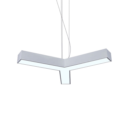 Y-Shaped Ceiling Lamp Modern Aluminum Gymnasium LED Hanging Light Kit in Black/White, 14"/18"/24.5" W White Clearhalo 'Ceiling Lights' 'Modern Pendants' 'Modern' 'Pendant Lights' 'Pendants' Lighting' 1904204