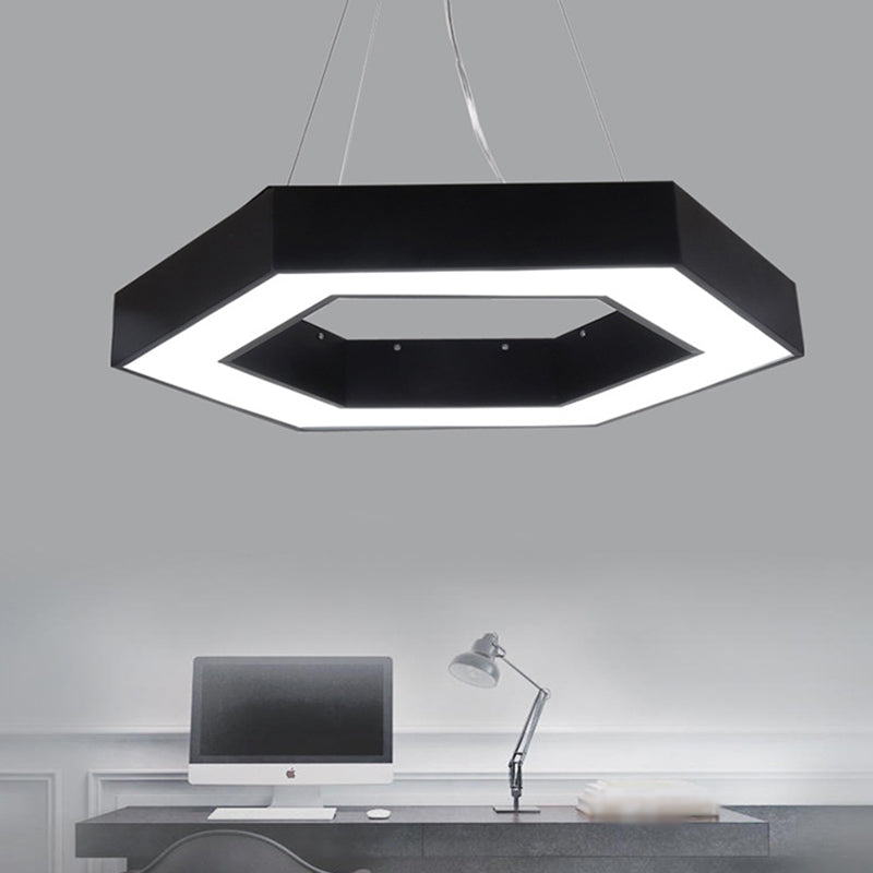 Acrylic Hexagonal Hanging Pendant Modern 16"/23.5"/39" W LED Ceiling Light in Black/White for Office Clearhalo 'Ceiling Lights' 'Modern Pendants' 'Modern' 'Pendant Lights' 'Pendants' Lighting' 1904234