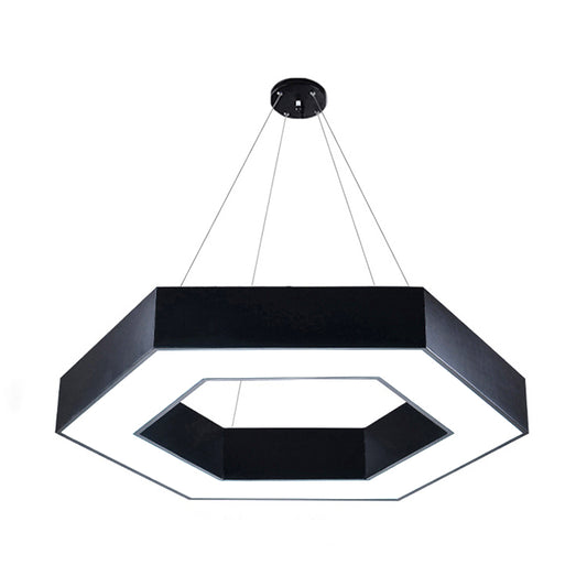Acrylic Hexagonal Hanging Pendant Modern 16"/23.5"/39" W LED Ceiling Light in Black/White for Office Clearhalo 'Ceiling Lights' 'Modern Pendants' 'Modern' 'Pendant Lights' 'Pendants' Lighting' 1904235