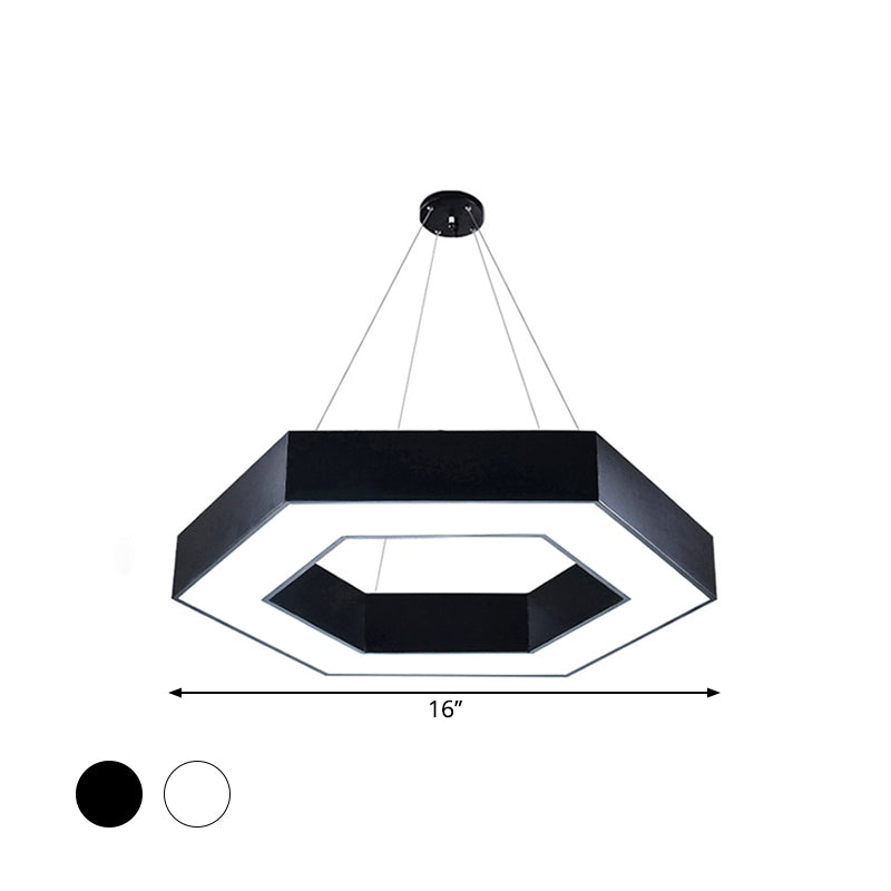 Acrylic Hexagonal Hanging Pendant Modern 16"/23.5"/39" W LED Ceiling Light in Black/White for Office Clearhalo 'Ceiling Lights' 'Modern Pendants' 'Modern' 'Pendant Lights' 'Pendants' Lighting' 1904236