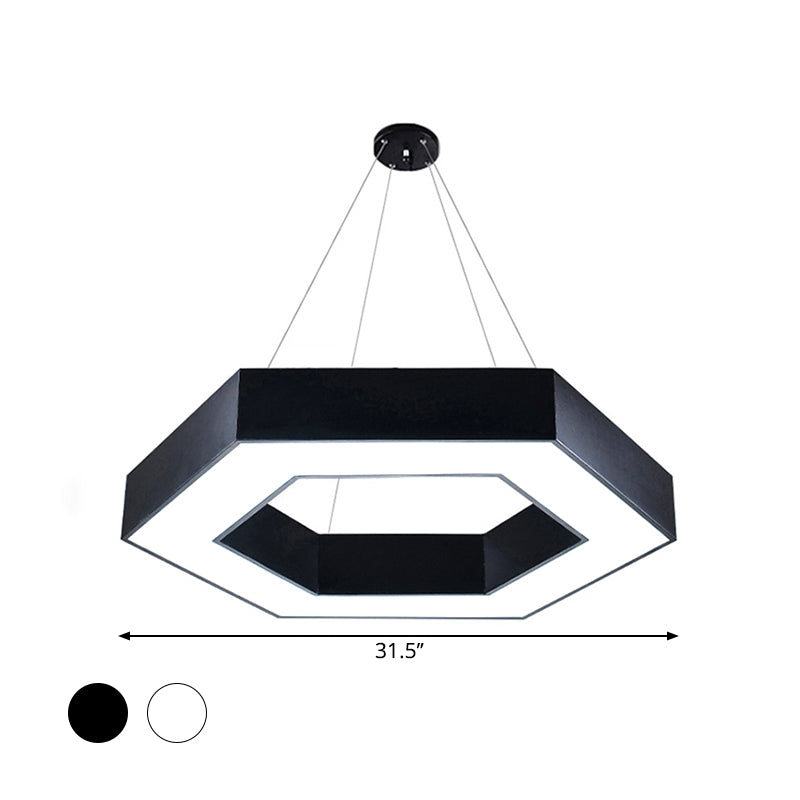 Acrylic Hexagonal Hanging Pendant Modern 16"/23.5"/39" W LED Ceiling Light in Black/White for Office Clearhalo 'Ceiling Lights' 'Modern Pendants' 'Modern' 'Pendant Lights' 'Pendants' Lighting' 1904238