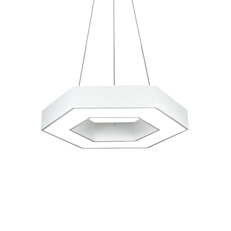 Acrylic Hexagonal Hanging Pendant Modern 16"/23.5"/39" W LED Ceiling Light in Black/White for Office Clearhalo 'Ceiling Lights' 'Modern Pendants' 'Modern' 'Pendant Lights' 'Pendants' Lighting' 1904241