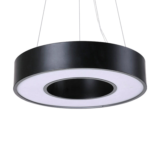 23.5" W Simplicity Circular Hanging Lamp Iron LED Office Suspended Lighting Fixture in Black Clearhalo 'Ceiling Lights' 'Modern Pendants' 'Modern' 'Pendant Lights' 'Pendants' Lighting' 1904287