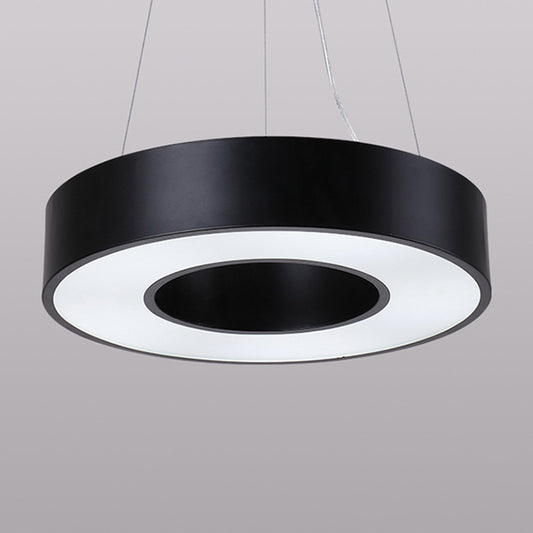 23.5" W Simplicity Circular Hanging Lamp Iron LED Office Suspended Lighting Fixture in Black Clearhalo 'Ceiling Lights' 'Modern Pendants' 'Modern' 'Pendant Lights' 'Pendants' Lighting' 1904288