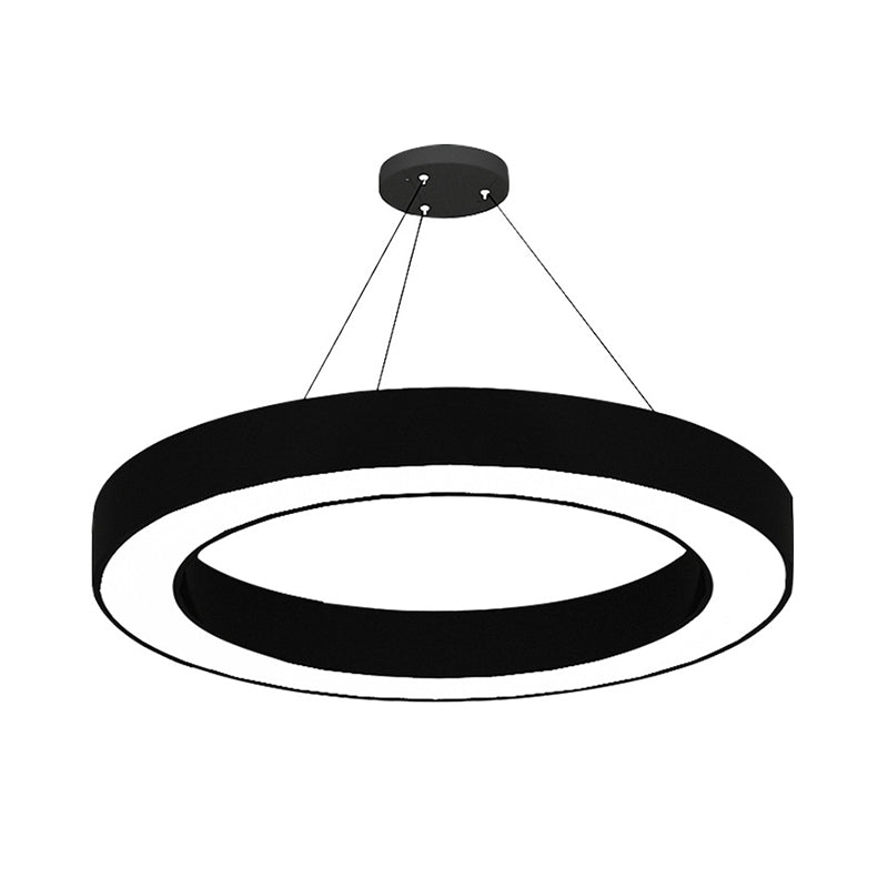 Circle LED Pendant Light Kit Minimalism Acrylic Office Hanging Lamp in Black, 16"/23.5"/47" Dia Clearhalo 'Ceiling Lights' 'Modern Pendants' 'Modern' 'Pendant Lights' 'Pendants' Lighting' 1904292