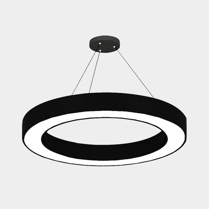 Circle LED Pendant Light Kit Minimalism Acrylic Office Hanging Lamp in Black, 16"/23.5"/47" Dia Clearhalo 'Ceiling Lights' 'Modern Pendants' 'Modern' 'Pendant Lights' 'Pendants' Lighting' 1904293