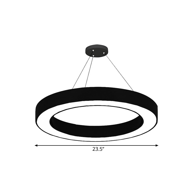 Circle LED Pendant Light Kit Minimalism Acrylic Office Hanging Lamp in Black, 16"/23.5"/47" Dia Clearhalo 'Ceiling Lights' 'Modern Pendants' 'Modern' 'Pendant Lights' 'Pendants' Lighting' 1904295
