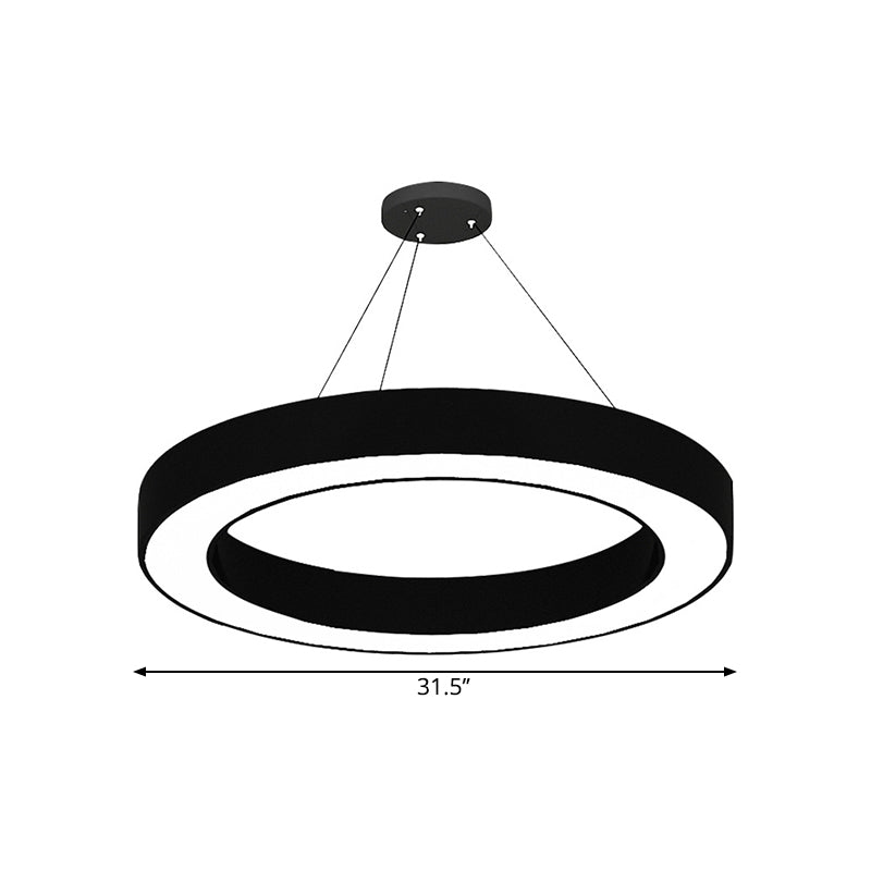 Circle LED Pendant Light Kit Minimalism Acrylic Office Hanging Lamp in Black, 16"/23.5"/47" Dia Clearhalo 'Ceiling Lights' 'Modern Pendants' 'Modern' 'Pendant Lights' 'Pendants' Lighting' 1904296