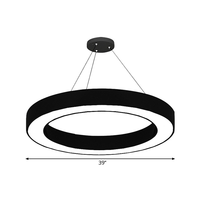 Circle LED Pendant Light Kit Minimalism Acrylic Office Hanging Lamp in Black, 16"/23.5"/47" Dia Clearhalo 'Ceiling Lights' 'Modern Pendants' 'Modern' 'Pendant Lights' 'Pendants' Lighting' 1904297