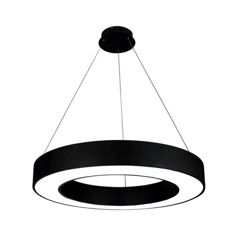 Simple LED Ceiling Lamp Black/White Halo Ring Pendant Lighting Fixture with Acrylic Shade, 16"/31.5"/39" W Clearhalo 'Ceiling Lights' 'Modern Pendants' 'Modern' 'Pendant Lights' 'Pendants' Lighting' 1904301
