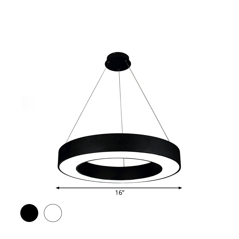 Simple LED Ceiling Lamp Black/White Halo Ring Pendant Lighting Fixture with Acrylic Shade, 16"/31.5"/39" W Clearhalo 'Ceiling Lights' 'Modern Pendants' 'Modern' 'Pendant Lights' 'Pendants' Lighting' 1904302
