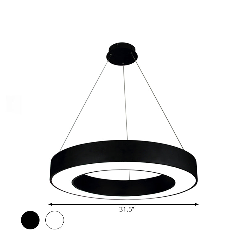 Simple LED Ceiling Lamp Black/White Halo Ring Pendant Lighting Fixture with Acrylic Shade, 16"/31.5"/39" W Clearhalo 'Ceiling Lights' 'Modern Pendants' 'Modern' 'Pendant Lights' 'Pendants' Lighting' 1904304
