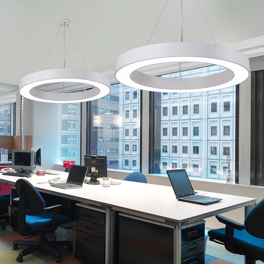 Simple LED Ceiling Lamp Black/White Halo Ring Pendant Lighting Fixture with Acrylic Shade, 16"/31.5"/39" W White Clearhalo 'Ceiling Lights' 'Modern Pendants' 'Modern' 'Pendant Lights' 'Pendants' Lighting' 1904306