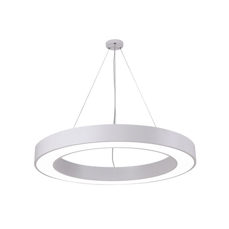 Simple LED Ceiling Lamp Black/White Halo Ring Pendant Lighting Fixture with Acrylic Shade, 16"/31.5"/39" W Clearhalo 'Ceiling Lights' 'Modern Pendants' 'Modern' 'Pendant Lights' 'Pendants' Lighting' 1904308