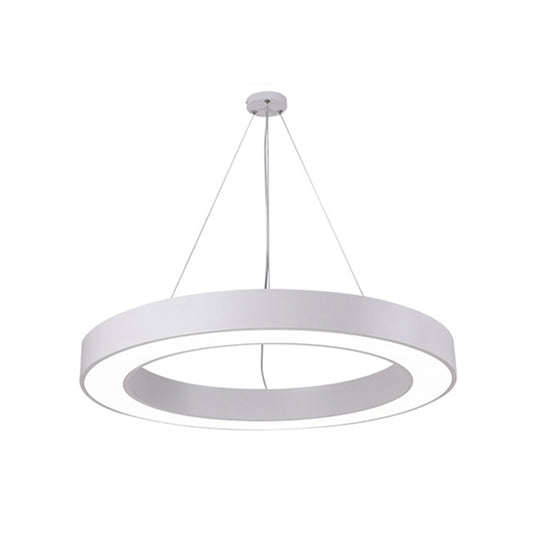 Simple LED Ceiling Lamp Black/White Halo Ring Pendant Lighting Fixture with Acrylic Shade, 16"/31.5"/39" W Clearhalo 'Ceiling Lights' 'Modern Pendants' 'Modern' 'Pendant Lights' 'Pendants' Lighting' 1904308