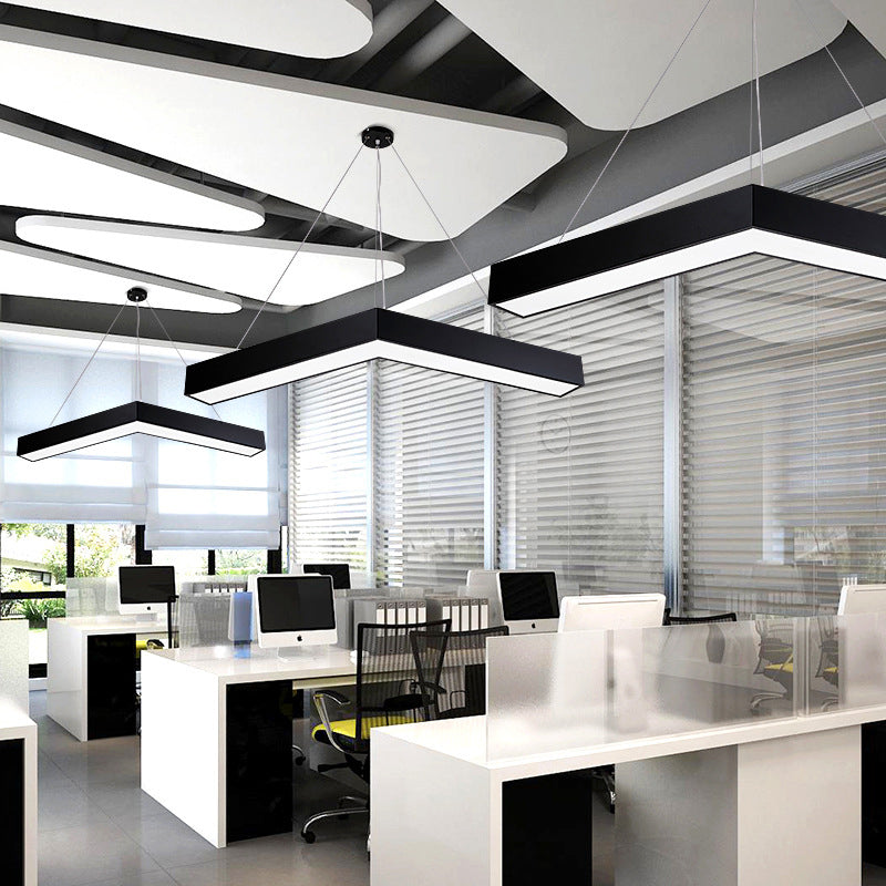 V-Shaped Commercial Pendant Lighting Minimalism Metal Black/White LED Hanging Lamp, 23.5"/35.5"/47" Wide Clearhalo 'Ceiling Lights' 'Modern Pendants' 'Modern' 'Pendant Lights' 'Pendants' Lighting' 1904310