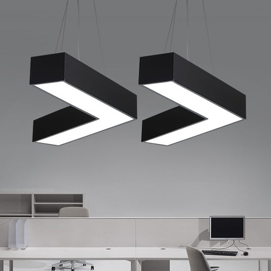 V-Shaped Commercial Pendant Lighting Minimalism Metal Black/White LED Hanging Lamp, 23.5"/35.5"/47" Wide Clearhalo 'Ceiling Lights' 'Modern Pendants' 'Modern' 'Pendant Lights' 'Pendants' Lighting' 1904311