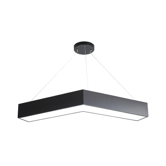 V-Shaped Commercial Pendant Lighting Minimalism Metal Black/White LED Hanging Lamp, 23.5"/35.5"/47" Wide Clearhalo 'Ceiling Lights' 'Modern Pendants' 'Modern' 'Pendant Lights' 'Pendants' Lighting' 1904312