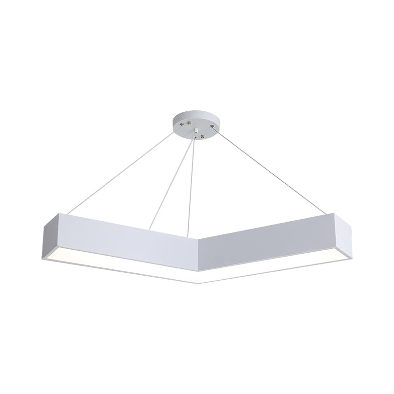 V-Shaped Commercial Pendant Lighting Minimalism Metal Black/White LED Hanging Lamp, 23.5"/35.5"/47" Wide Clearhalo 'Ceiling Lights' 'Modern Pendants' 'Modern' 'Pendant Lights' 'Pendants' Lighting' 1904318