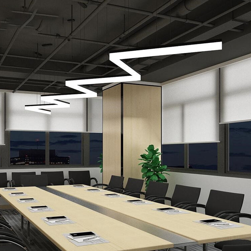 Black Ultrathin Linear Ceiling Lamp Simple 23.5"/35.5"/47" Wide LED Acrylic Hanging Pendant for Office Clearhalo 'Ceiling Lights' 'Modern Pendants' 'Modern' 'Pendant Lights' 'Pendants' Lighting' 1904320