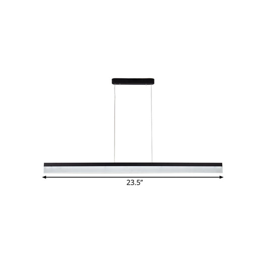 Black Ultrathin Linear Ceiling Lamp Simple 23.5"/35.5"/47" Wide LED Acrylic Hanging Pendant for Office Clearhalo 'Ceiling Lights' 'Modern Pendants' 'Modern' 'Pendant Lights' 'Pendants' Lighting' 1904323
