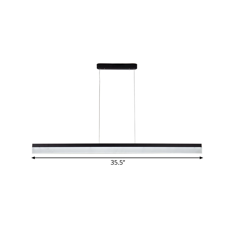Black Ultrathin Linear Ceiling Lamp Simple 23.5"/35.5"/47" Wide LED Acrylic Hanging Pendant for Office Clearhalo 'Ceiling Lights' 'Modern Pendants' 'Modern' 'Pendant Lights' 'Pendants' Lighting' 1904324